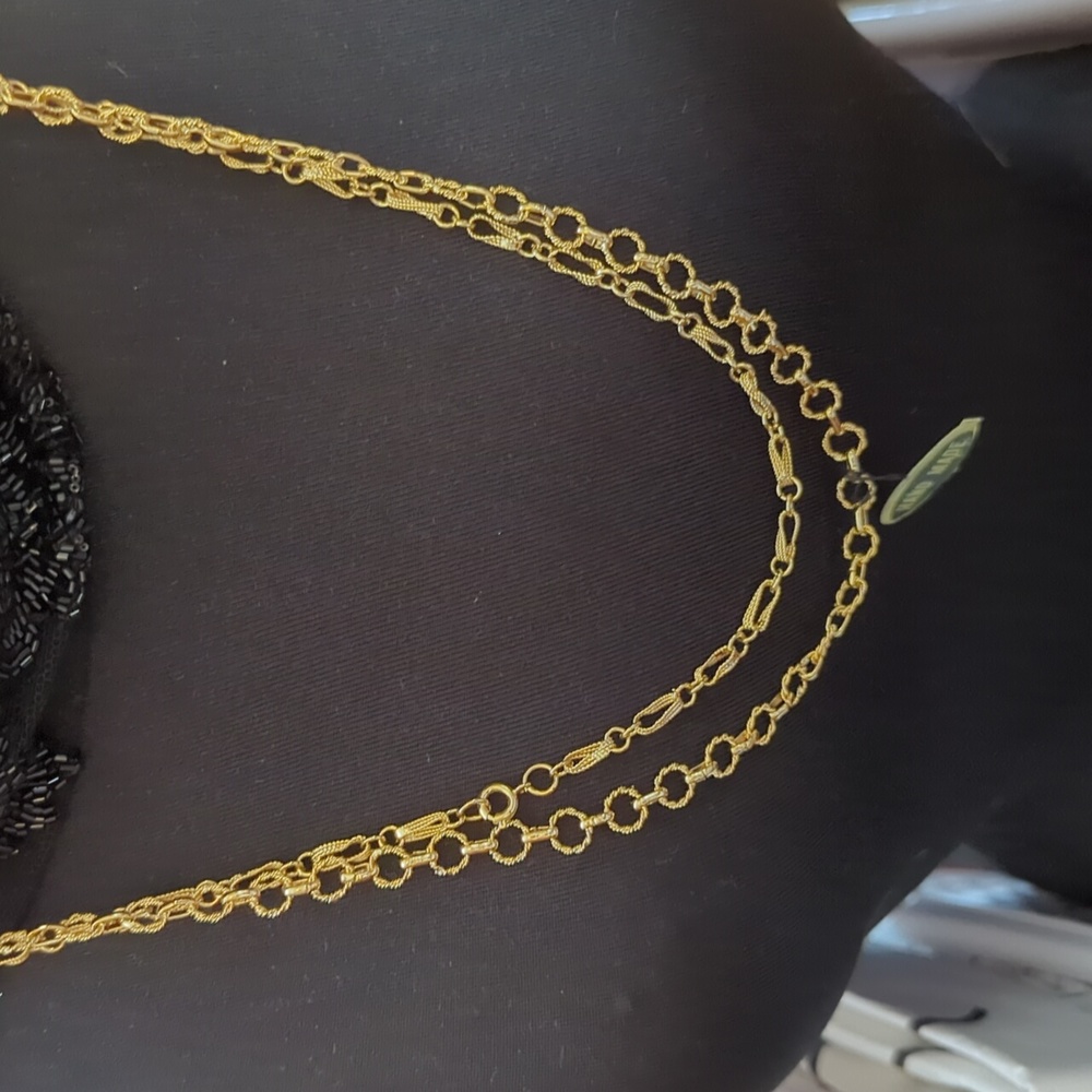 2 VINTAGE NEW HANDMADE GOLD PLATED LINK 14" NECKLACES